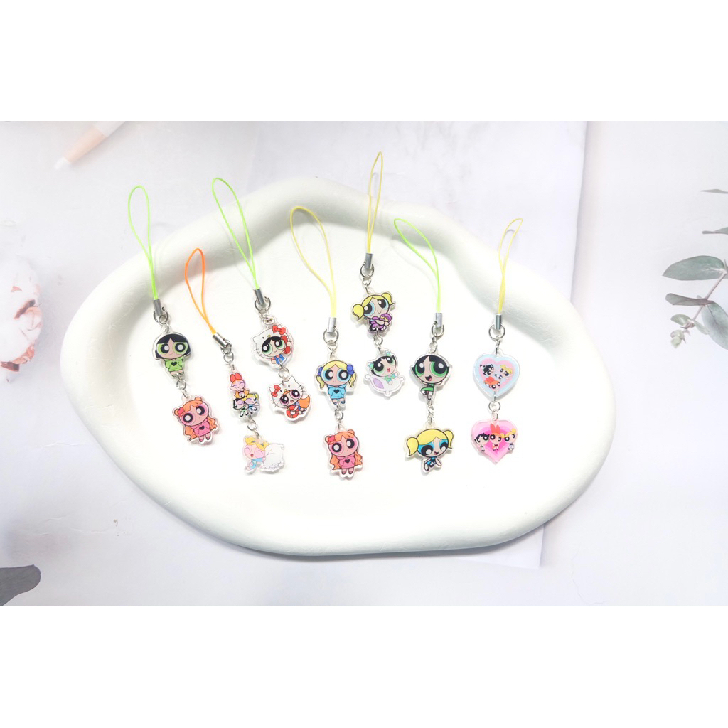สายคล้องโทรศัพท์มือถือ พาวเวอร์พัฟเกิร์ล ไซส์S สินค้าพร้อมส่ง (ของฝาก ของแถม ของจีบลูกค้า ของขวัญ)