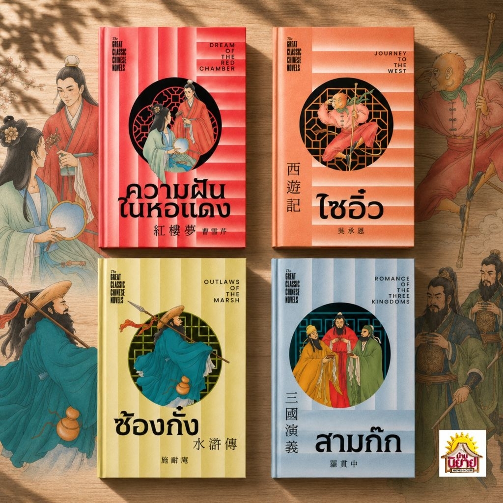 หนังสือชุด 4 สุดยอดวรรณกรรมจีนคลาสสิก (4 เล่ม ครบชุด) เขียนโดย  ยศไกร ส.ตันสกุล (มือหนึ่งในซิลพร้อมส่ง)