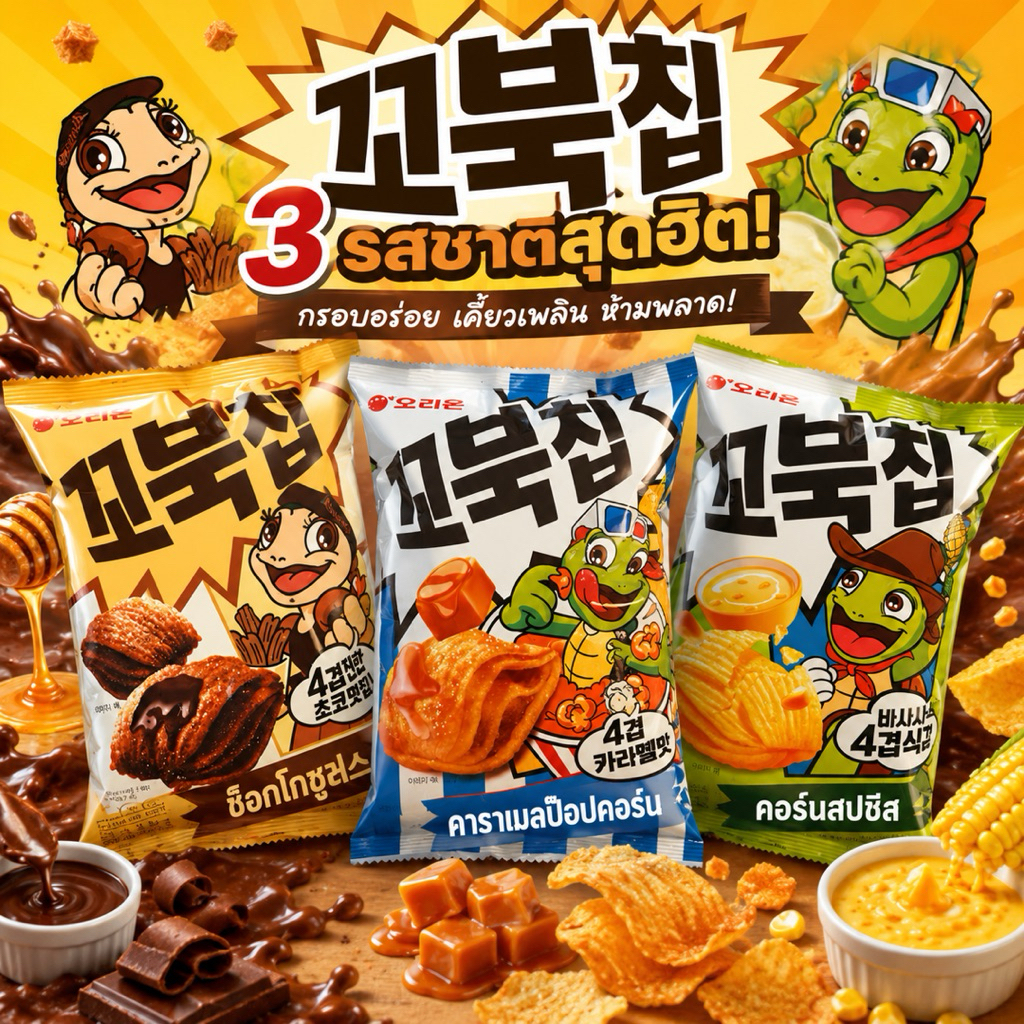 Konchip Corn Snack  ขนมเต่าสุดฮิตจากเกาหลี มีให้เลือก 3 รสชาติ