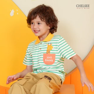 Chelsee เสื้อโปโล แขนสั้น ลายทาง ยีราฟ ผ้า 100%Cotton เด็กผู้ชาย อายุ 1.5-10 ปี เสื้อผ้าเด็กโต รุ่น 128276