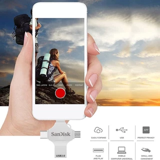Sandisk Drive 4 in 1 USB Metal Flash Drive Mobile Phone Storage OTG 1TB/​​2TB กันน้า สำหรับโทรศัพท์ แท็บเล็ต แอนดรอยด์
