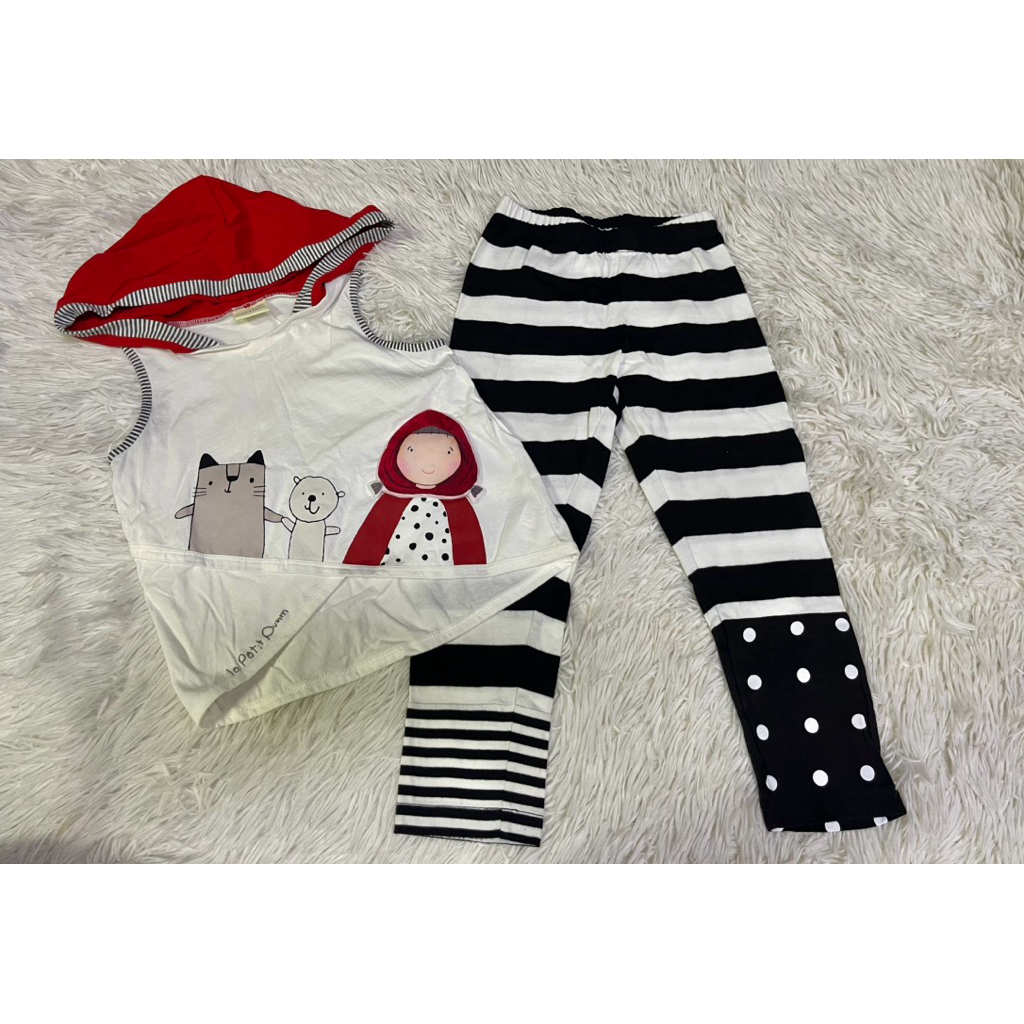 หมวกแดงชาลอม/chalom:pumm/le petit pumm 5y ชุดเซ็ต 2 ชิ้น เสื้อ+กางเกง