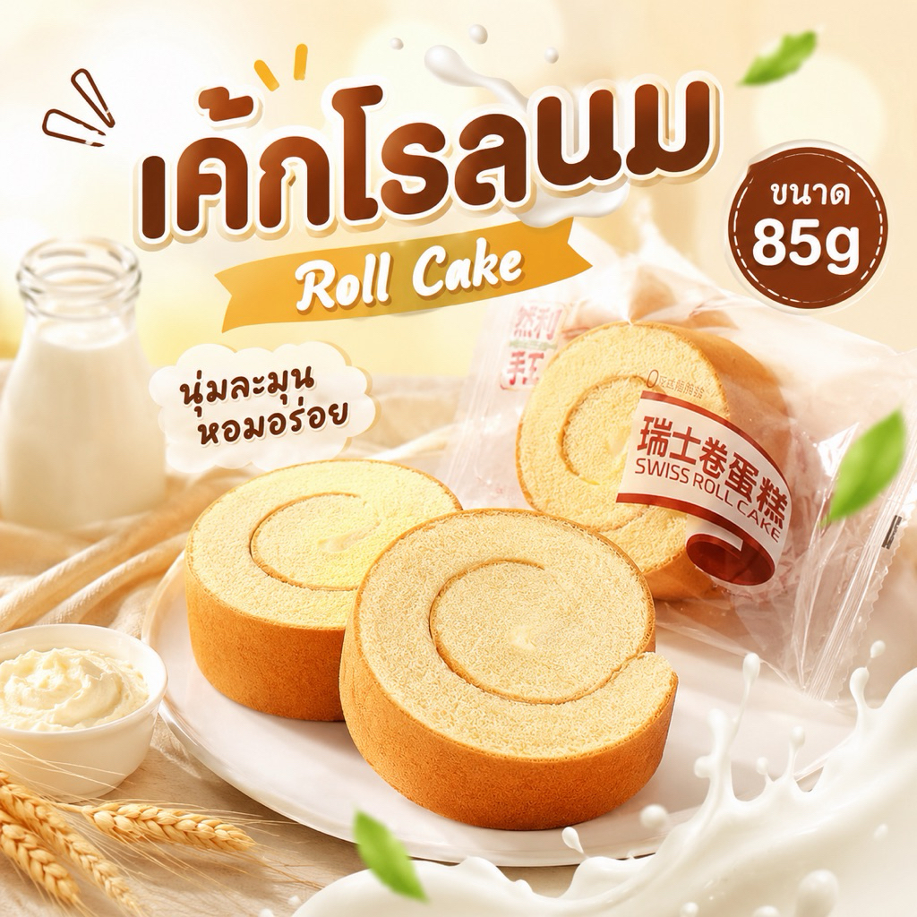 เค้กโรลรสนม Roll Cake 85g