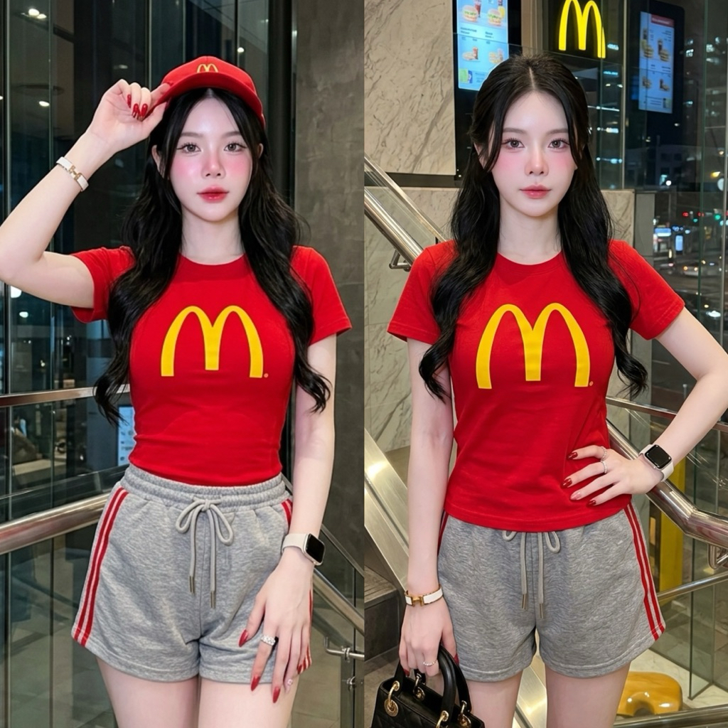 เซ็ท 2 ชิ้น เสื้อยืดคอกลม + กางเกงขาสั้น (S46)