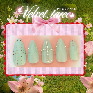 ลงลายใหม่ 🧵 เล็บปลอมสำเร็จรูป 10 นิ้ว 💅 💗 แถมฟรีอุปกรณ์ติดเล็บ กาว ตะไบ ไม้ดัน แอลกอฮอล์ ครบชุด 👀🍅