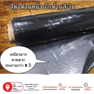 พลาสติกคลุมดิน ผสมUV พลาสติกดำเงิน กันวัชพืช สำหรับปลูกผักและผลไม้ COD จ่ายปลายทาง ขนาด 0.8ม. x 400หลา (360ม.)