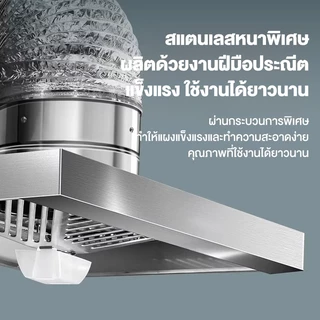 Homecozify เครื่องดูดควันสแตนเลสขนาด 6-12 นิ้ว รุ่นกดปุ่ม พร้อมท่อระบายอากาศที่เข้าชุดกัน สำหรับใช้ในครัว