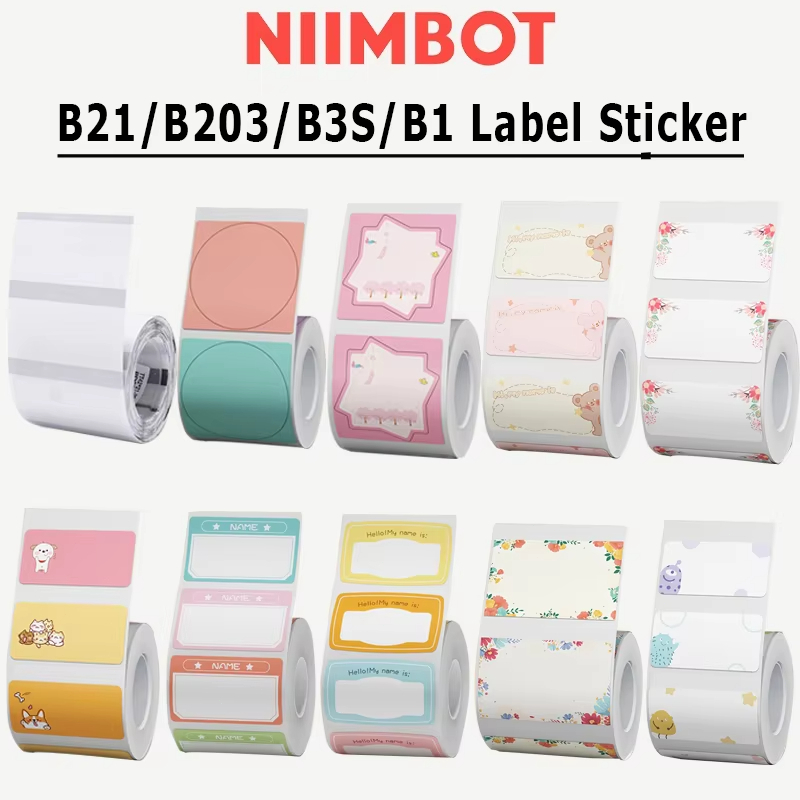 NIIMBOT 50*30mm B21 B3S B1 B203 กระดาษกาวตนเองสีขาว / ใส / รูปแบบสติ๊กเกอร์กันน้ำแฮปปี้ฉลากของขวัญคริสต์มาส
