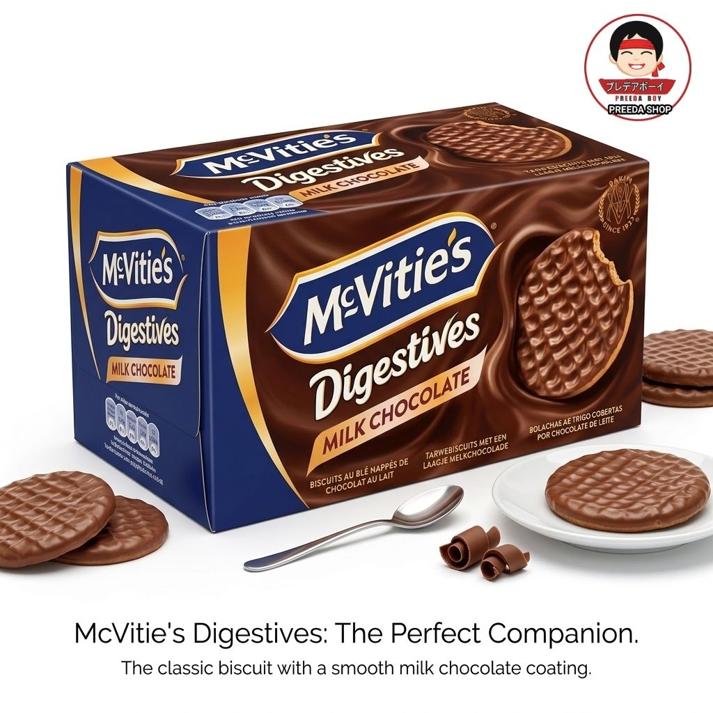 บิสกิตเคลือบช็อกโกแลตนม บิสกิต ทำจากข้าวสาลี McVitie's Digestives MILK CHOCOLATE (200กรัม)  14822