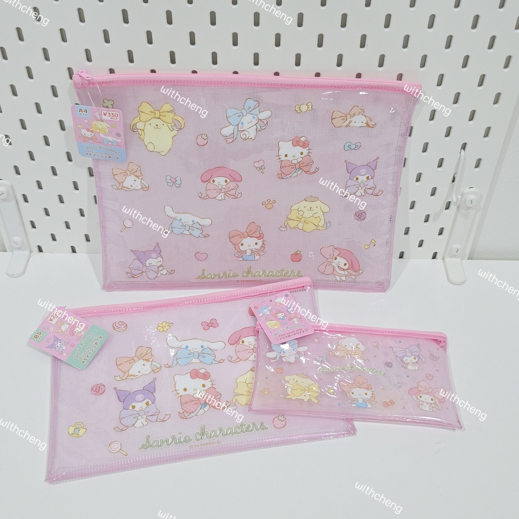 พร้อมส่ง 🎀 กระเป๋าซิบ ใส่ของ ลาย Sanrio Characters มี 3 ขนาด จากญี่ปุ่น 🇯🇵