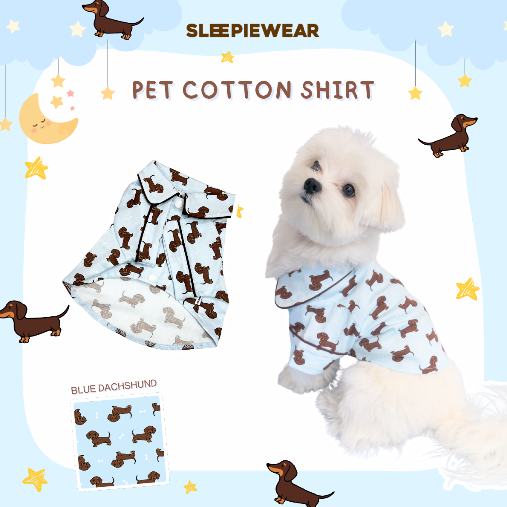 Pet Cotton Shirt เสื้อเชิ้ตสัตว์เลี้ยงผ้าคอตตอน ลายพิมพ์สีพาลเทล ชุดน้องหมา ชุดน้องแมว