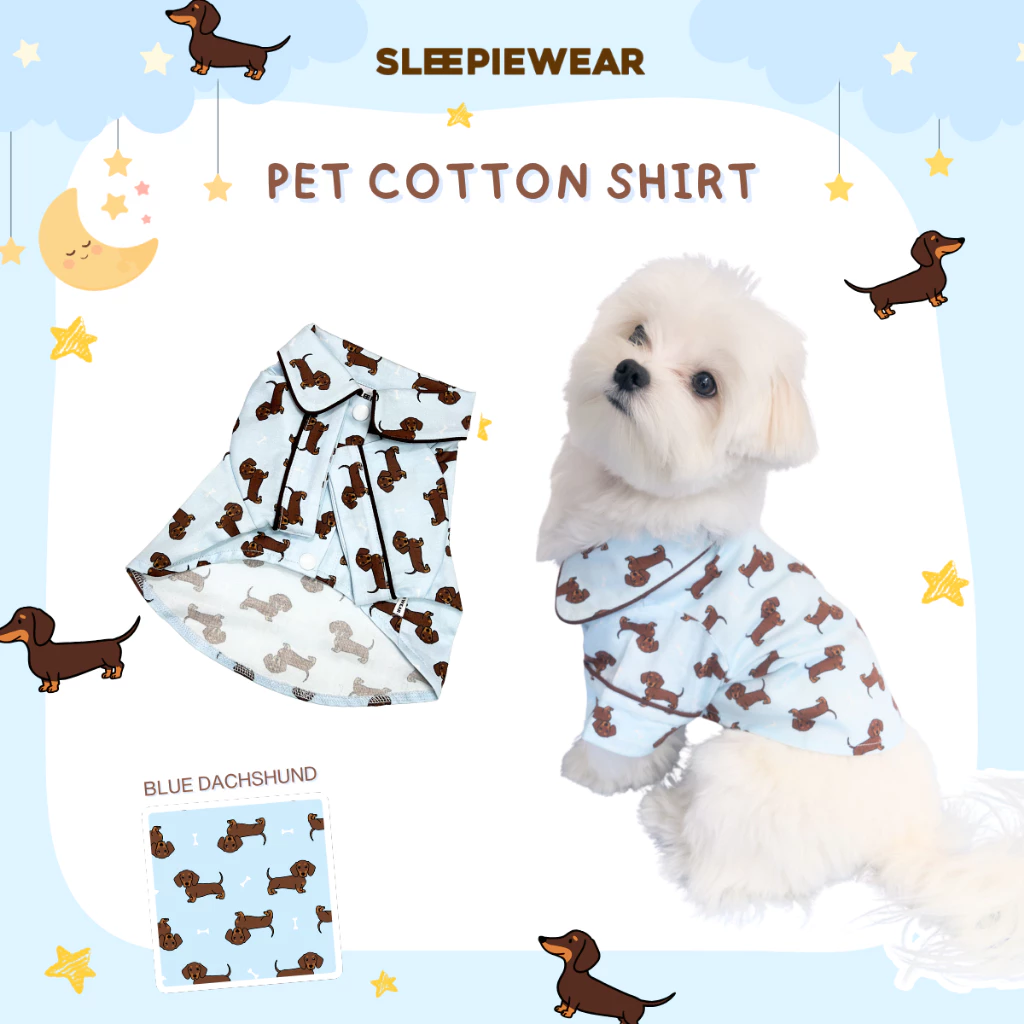 Pet Cotton Shirt เสื้อเชิ้ตสัตว์เลี้ยงผ้าคอตตอน ลายพิมพ์สีพาลเทล ชุดน้องหมา ชุดน้องแมว