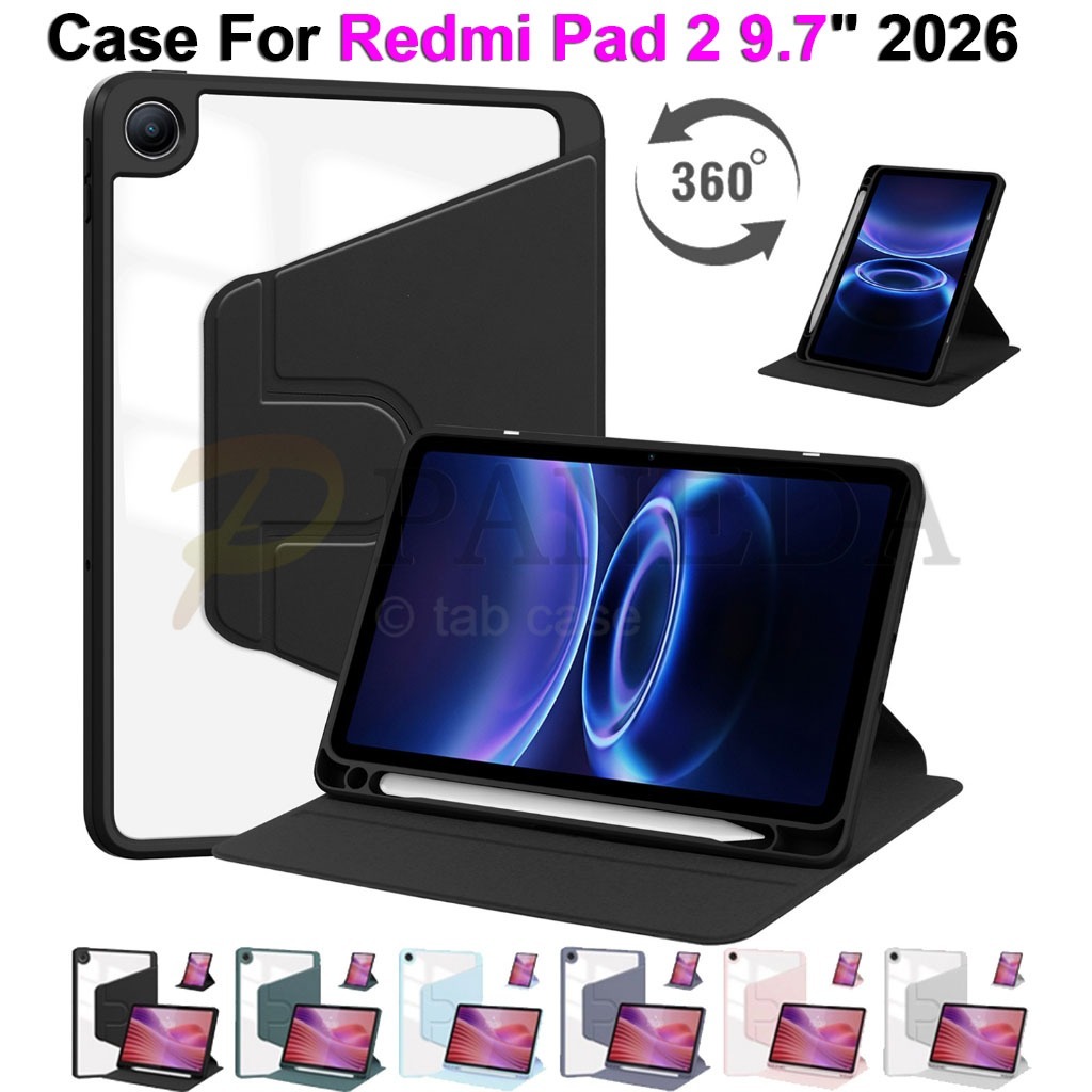 เคส สำหรับ เรดมี่ แพด 2 Smart Case for Redmi Pad SE 8.7 11 Pro 12.1 Pad 2 9.7 2026 เคสหมุนได้360 องศาหมุน มีช่องใส่ปากก