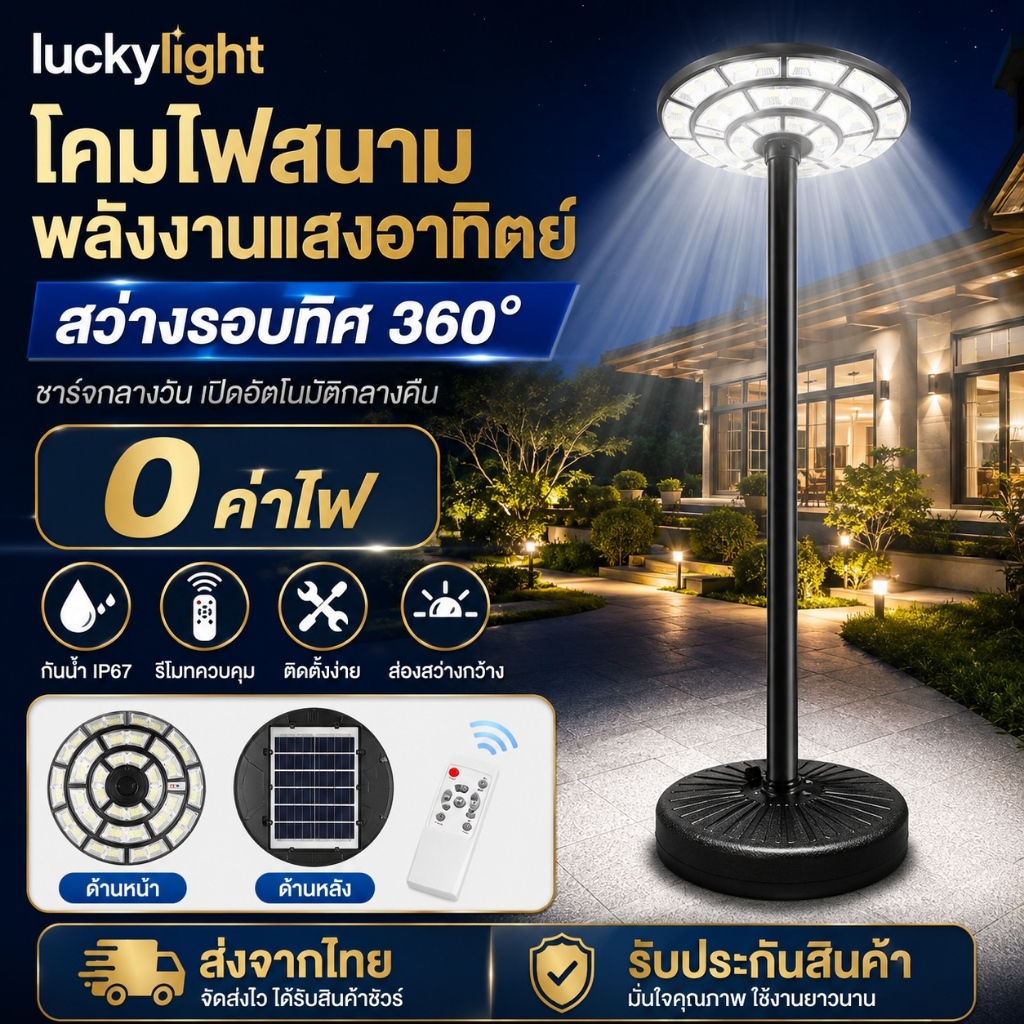 luckylight ไฟโซล่าเซลล์ UFOไฟถนน Solar Light ไฟถนนยูเอฟโอ 60,000,000W ไฟถนนLED โซล่าเซลล์ ไฟแสงอาทิตย์ แสงสีขาว โคมไฟถนน