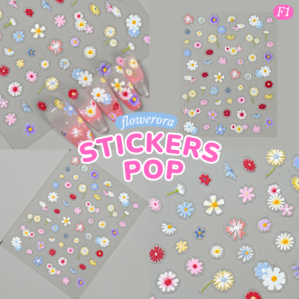 [6 ลาย] สติกเกอร์ดอกไม้ มีมิติ 5D Stickers Nail Pop สติกเกอร์ติดเล็บ ติดของใช้ ติดปุ๊บ น่ารักปั๊บ