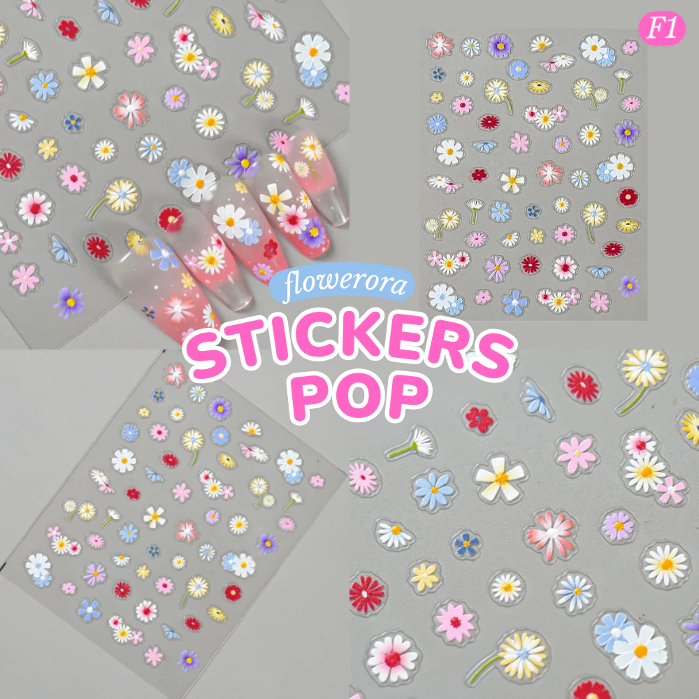[6 ลาย] สติกเกอร์ดอกไม้ มีมิติ 5D Stickers Nail Pop สติกเกอร์ติดเล็บ ติดของใช้ ติดปุ๊บ น่ารักปั๊บ
