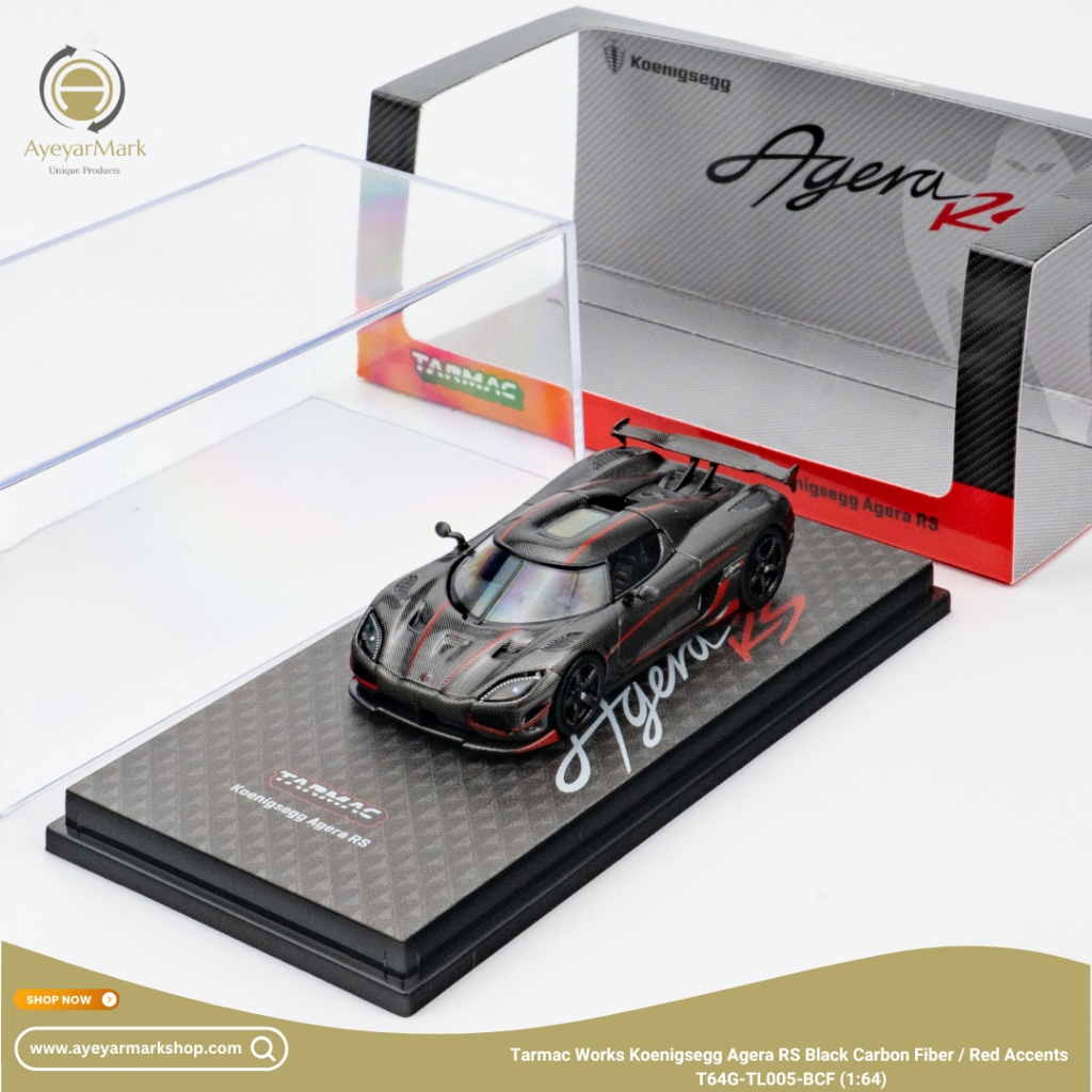 Tarmac Works Koenigsegg Agera RS Black Carbon Fiber / Red Accents T64G-TL005-BCF (1:64)