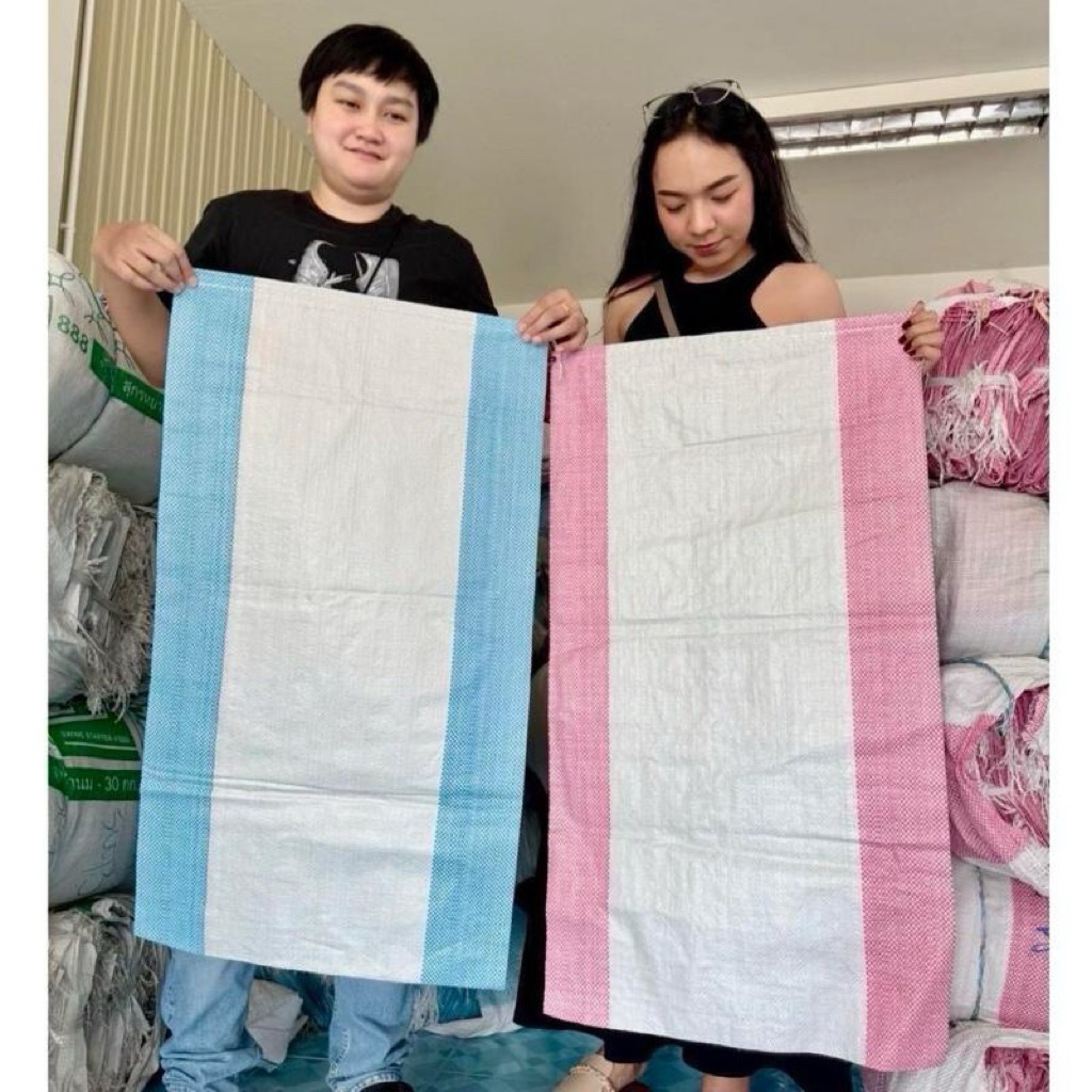 กระสอบแบบนิ่มแพค100ใบขนาด20x36นิ้ว บรรจุ30กิโลใหม่เหนียวทนระบายอากาศได้ดี
