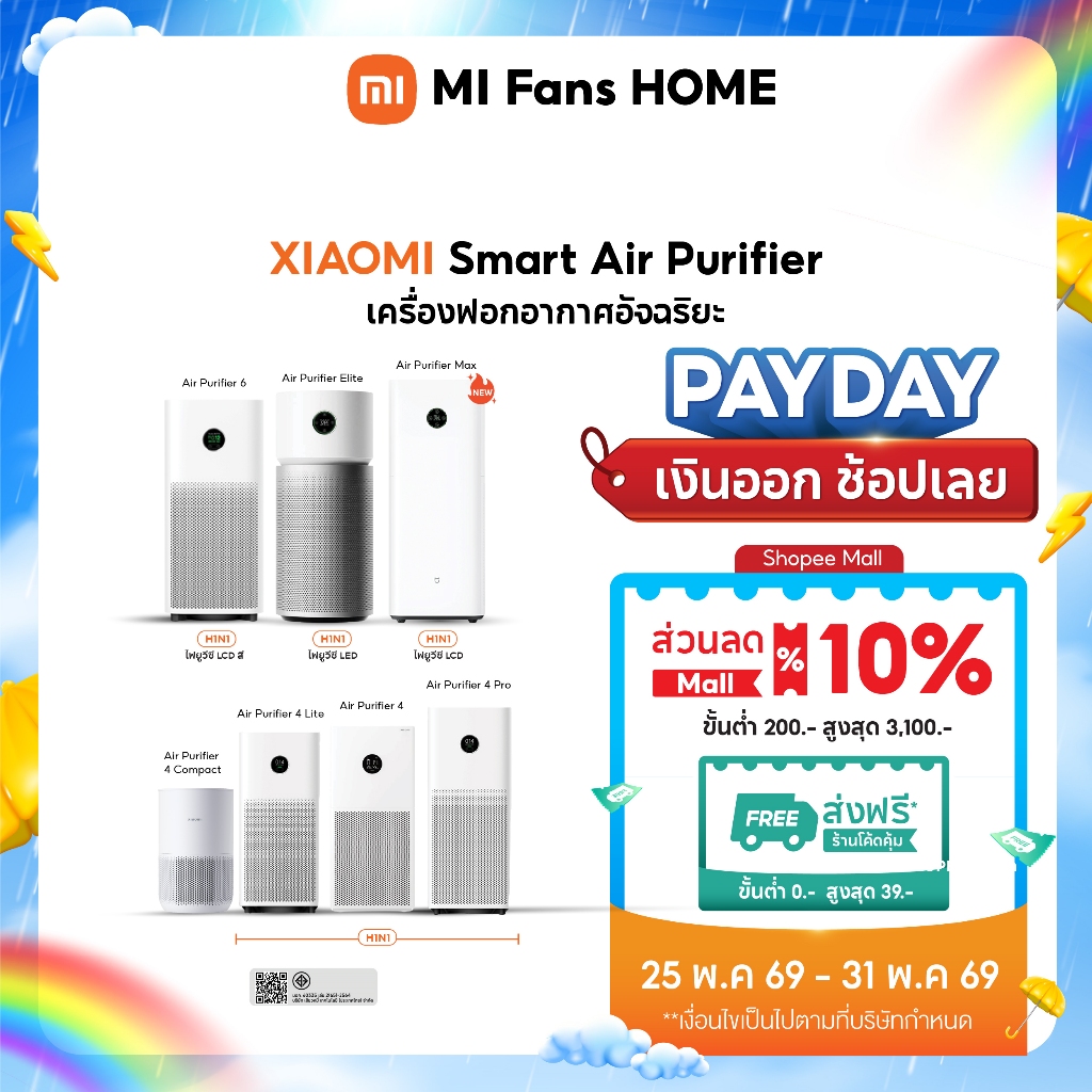 (พร้อมส่งทันที) Xiaomi Smart Air Purifier Max / 6 / Elite / 4 compact / 4 Lite/ 4 Pro เครื่องฟอกอากาศ กำจัดฝุ่น PM2.5