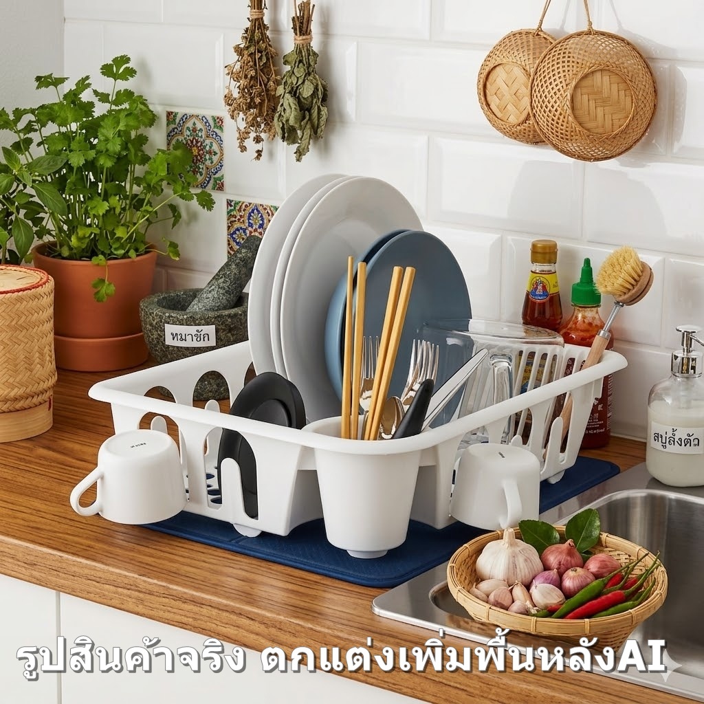 IKEA FLUNDRA VRAKFISK ที่คว่ำจาน ชั้นวางจาน ถาดวางจาน 46*36*12 cm. และถาดรองน้ำ