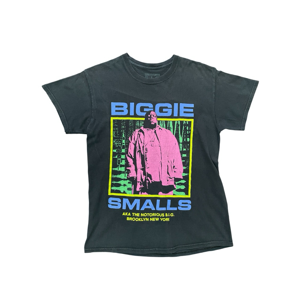 เสื้อยืดวินเทจ BIGGIE SMALL เท่เท่ โทนสีดำเฟด