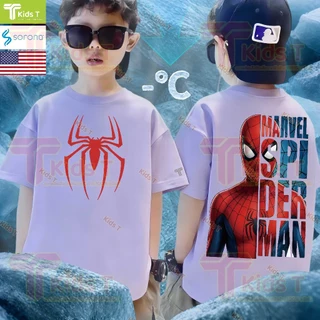 [งานเกรดพรีเมียม งานเกรด A] Kids T เสื้อยืดเด็ก พิมพ์ลายสไปเดอร์แมน ผ้าฝ้าย 100% ใส่สบาย หลวม เหมาะเด็กผู้ชาย เด็กผู้หญิ