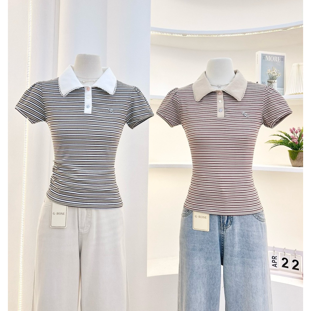 G-rose รวมเสื้อโปโลแขนสั้น กระดุมหน้า ผ้าพรีเมียม