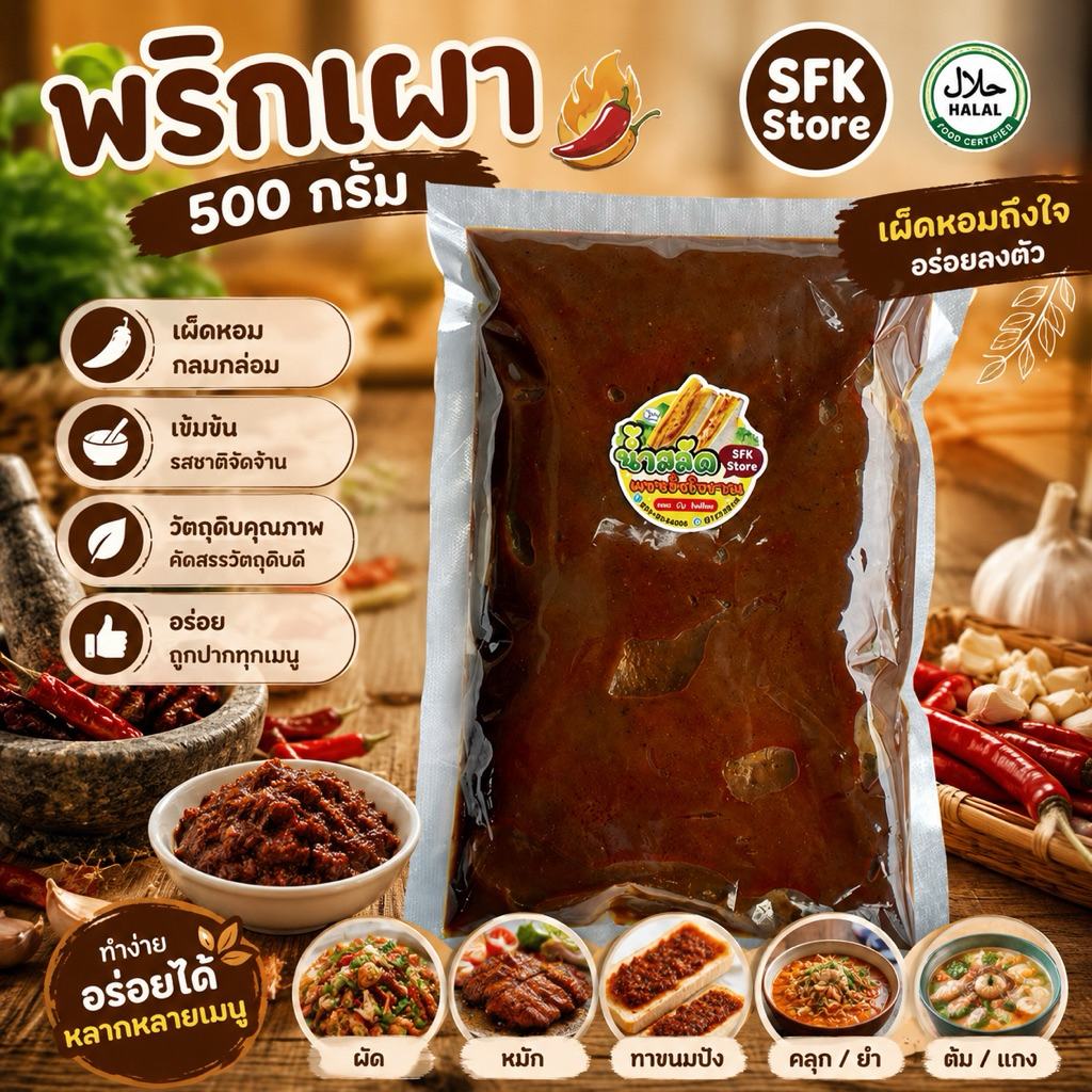 น้ำพริกเผา พริกเผาทาขนมปัง ทาแซนวิช หอม อร่อย