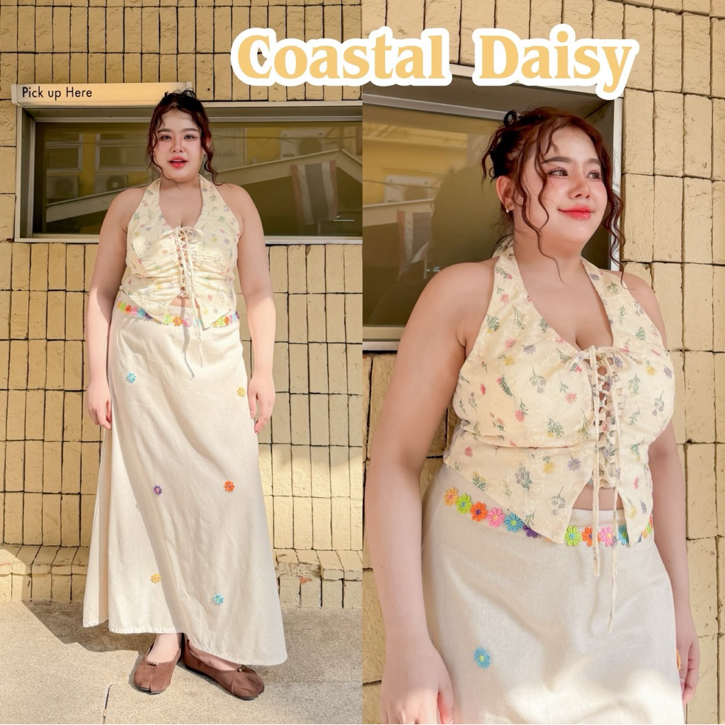 Lady M | Coastal Daisy set plussize ชุดเซต 2 ชิ้น สำหรับสาวอวบ พลัสไซส์ สไตล์หวานๆ ละมุน ดูแพง ใส่ออกเดท คาเฟ่ ทะเล