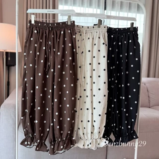 Benzbunny - Polka Dot Jinny Pants กางเกงขายาวทรงจินนี่ เนื้อผ้าหนานิ่ม สำหรับสาวอวบ ช่วยพรางขาให้ดูเรียว สูง #1051