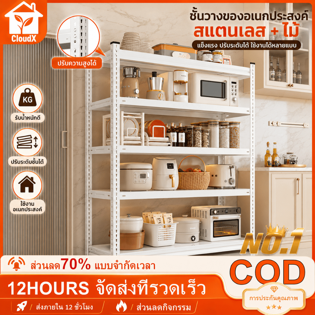 ชั้นวางของ ชั้นเก็บของ ชั้นวางของชั้นเหล็ก 3/4/5/6ชั้น สแตนเลส ไม้ แข็งแรงมาก ความสูงสามารถปรับได้แต่ละชั้น shelf