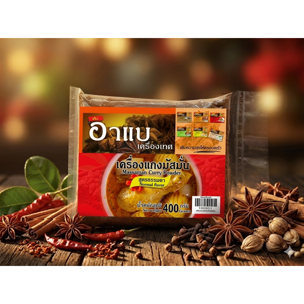เครื่องแกงมัสมั่น 400กรัม (ยังไม่ผสมพริกบด)สูตรดั้งเดิม