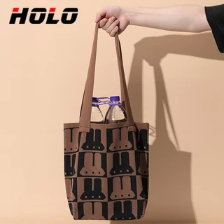 HOLO กระเป๋าสะพายข้างผู้หญิง กระเป๋าสาน สีตัดกัน ลายกระต่าย สบายๆ แฟชั่น 200g