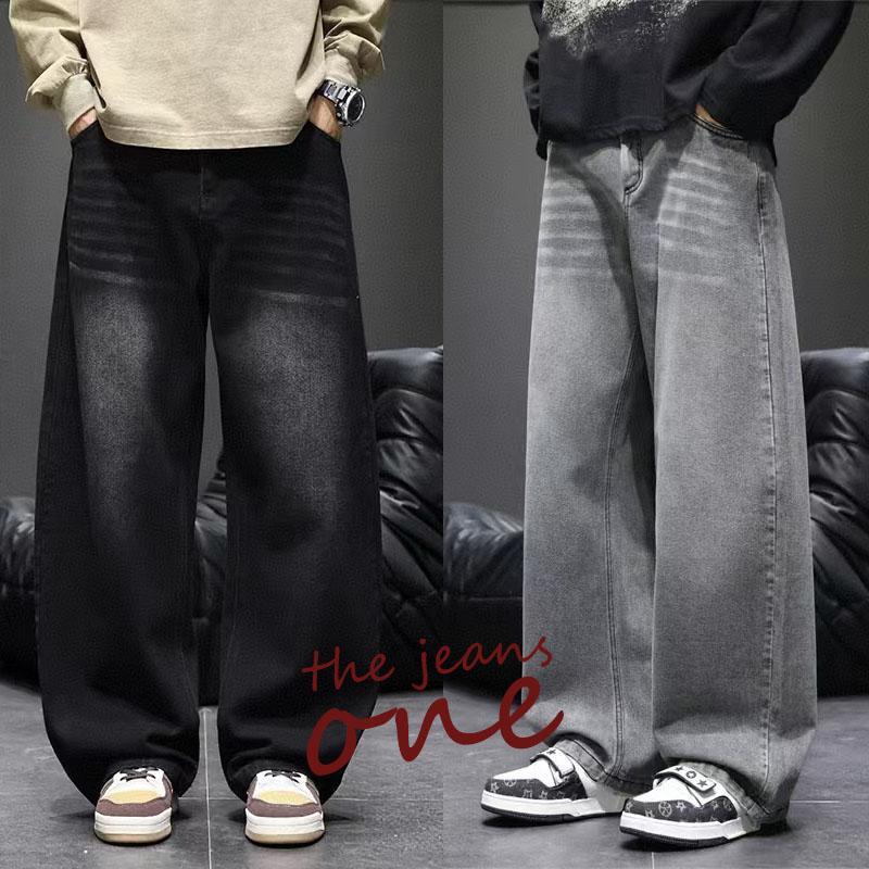 Baggy Jeans กางเกงยีนส์ผู้ชายขากว้าง ไซลินไดรต์ พอดี คอปกปานกลางพอดีเก็บอย่างดี