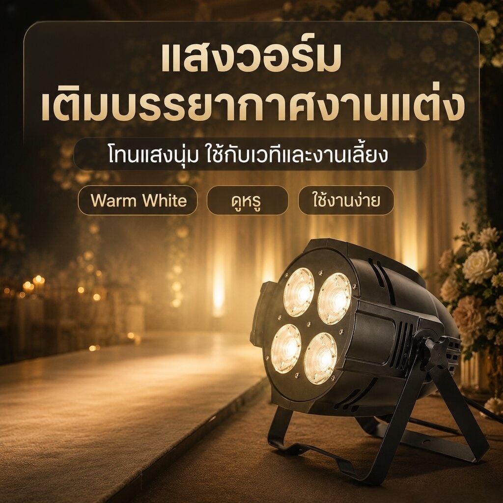 【2in1 ออกแบบ เหมาะสำหรับทุกโอกาส】ไฟ PAR COB 4 ตา 200W แสงขาว+วอร์ม ไฟเธค ไฟปาร์ตี้ ไฟพาร์ ไฟดิสโก้