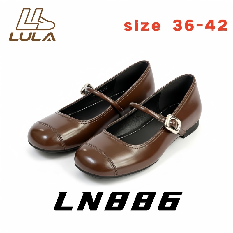 [LN886] รองเท้าส้นแบนผู้หญิง Mary Jane รองเท้าหนัง ใส่สบาย ไซส์ 36-42