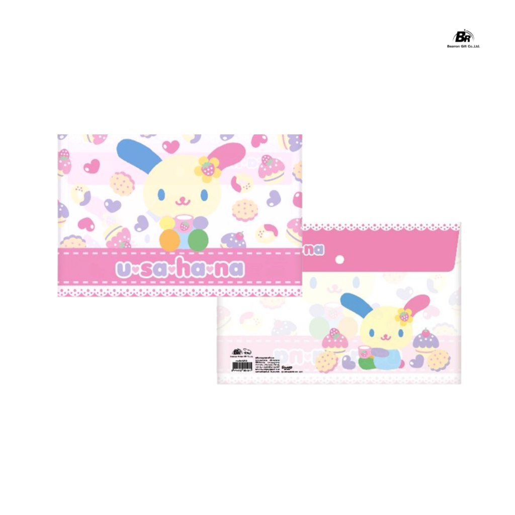 NEW!! USAHANA แฟ้มกระดุมขยายข้างขนาด A4 เนื้อมันแบบญี่ปุ่น | ลิขสิทธิ์แท้ SANRIO