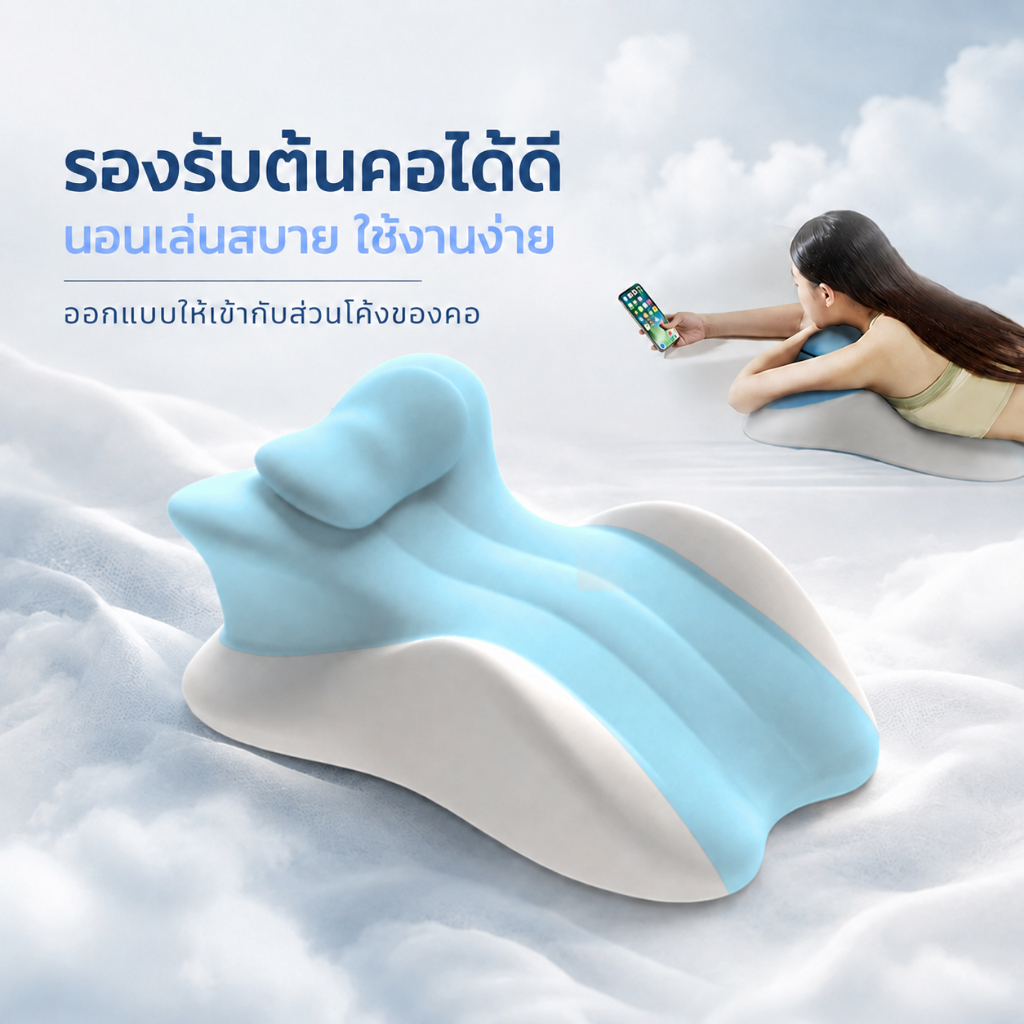 หมอนนอนอเนกประสงค์ เมมโมรี่โฟม รองรับสรีระ นุ่มสบาย ถอดซักได้ เหมาะสำหรับนอนพักผ่อน