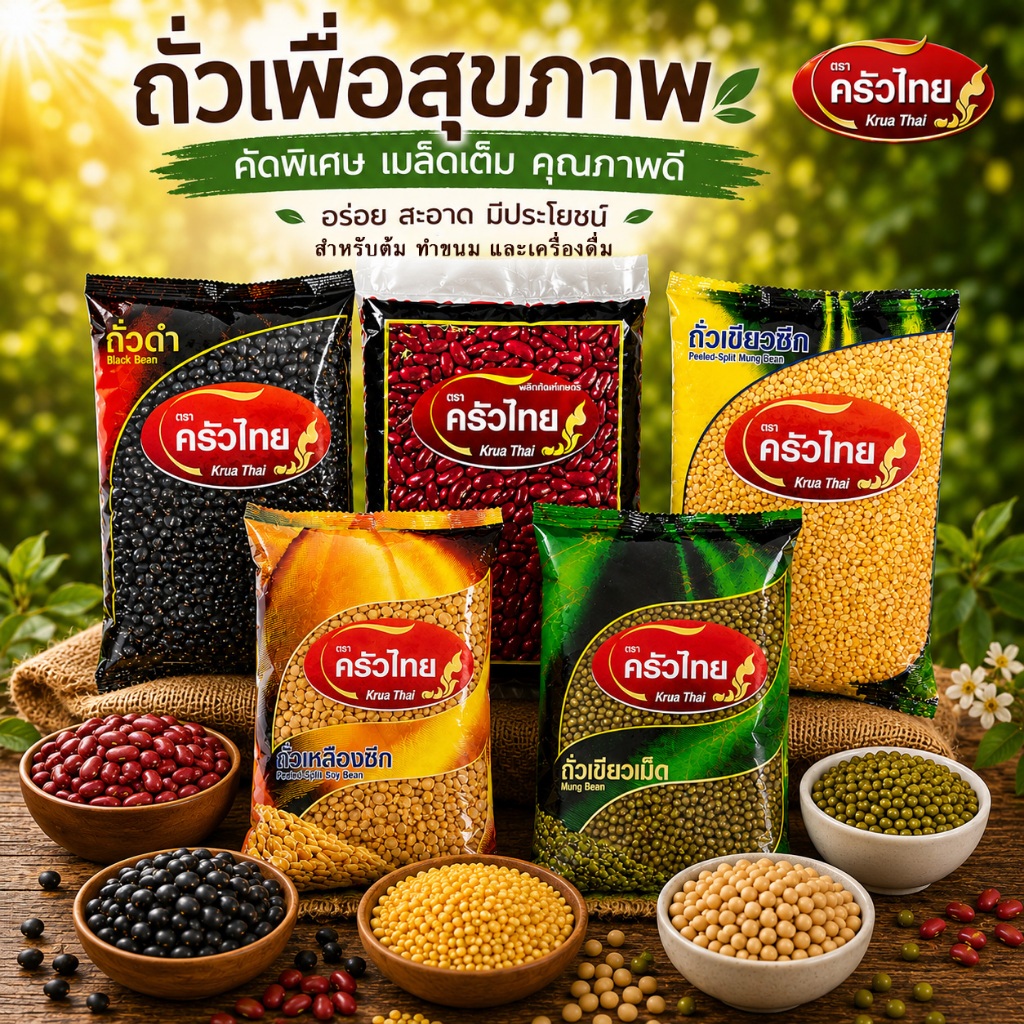 STH_Shop ถั่วดำ ถั่วแดง ถั่วเขียวเม็ด ถั่วเขียวซีก ถั่วเหลืองซีก ตราครัวไทย คัดพิเศษ เมล็ดเต็ม คุณภาพดี เพื่อสุขภาพ