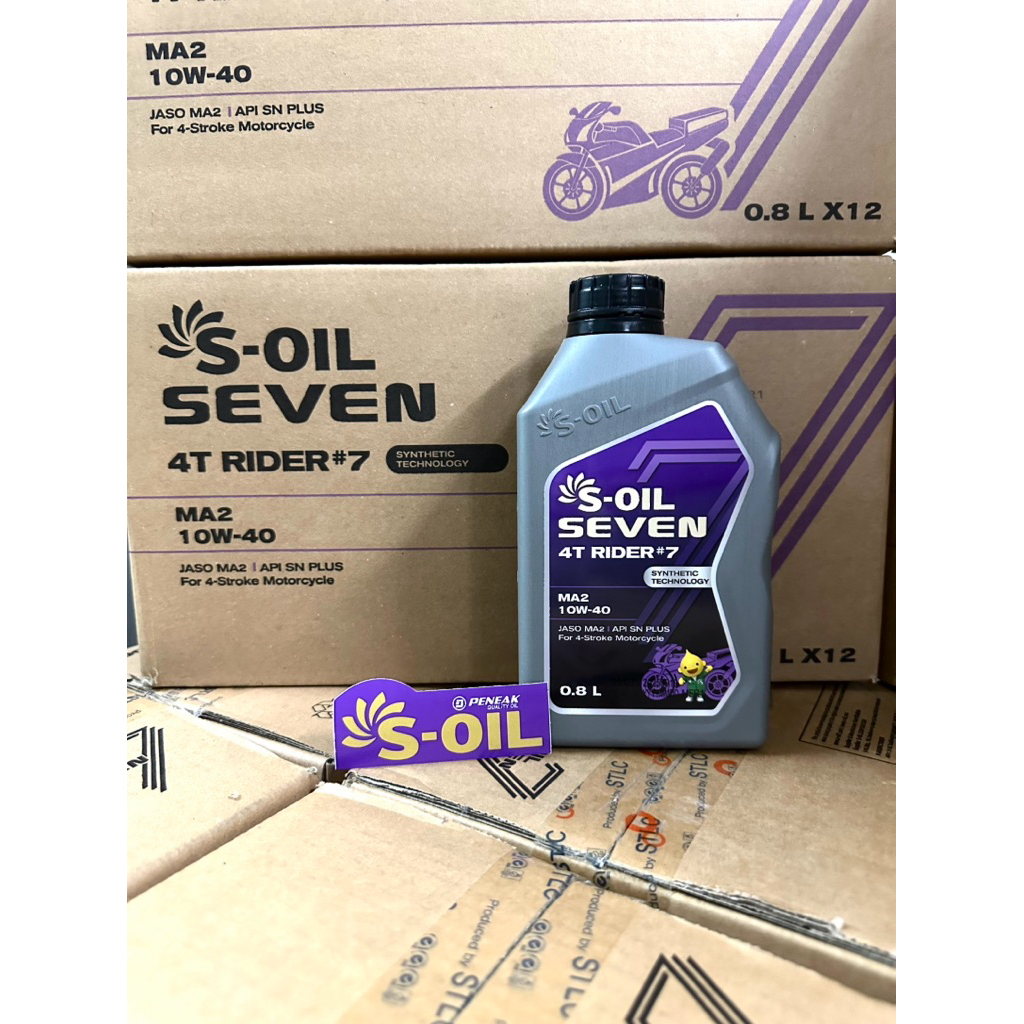 น้ำมันเครื่อง S-OIL SEVEN 4T RIDER #7 10W-40 MA2 SYNTHETIC TECHNOLOGY ขนาด0.8L. (สินค้าของแท้มีส่งด่