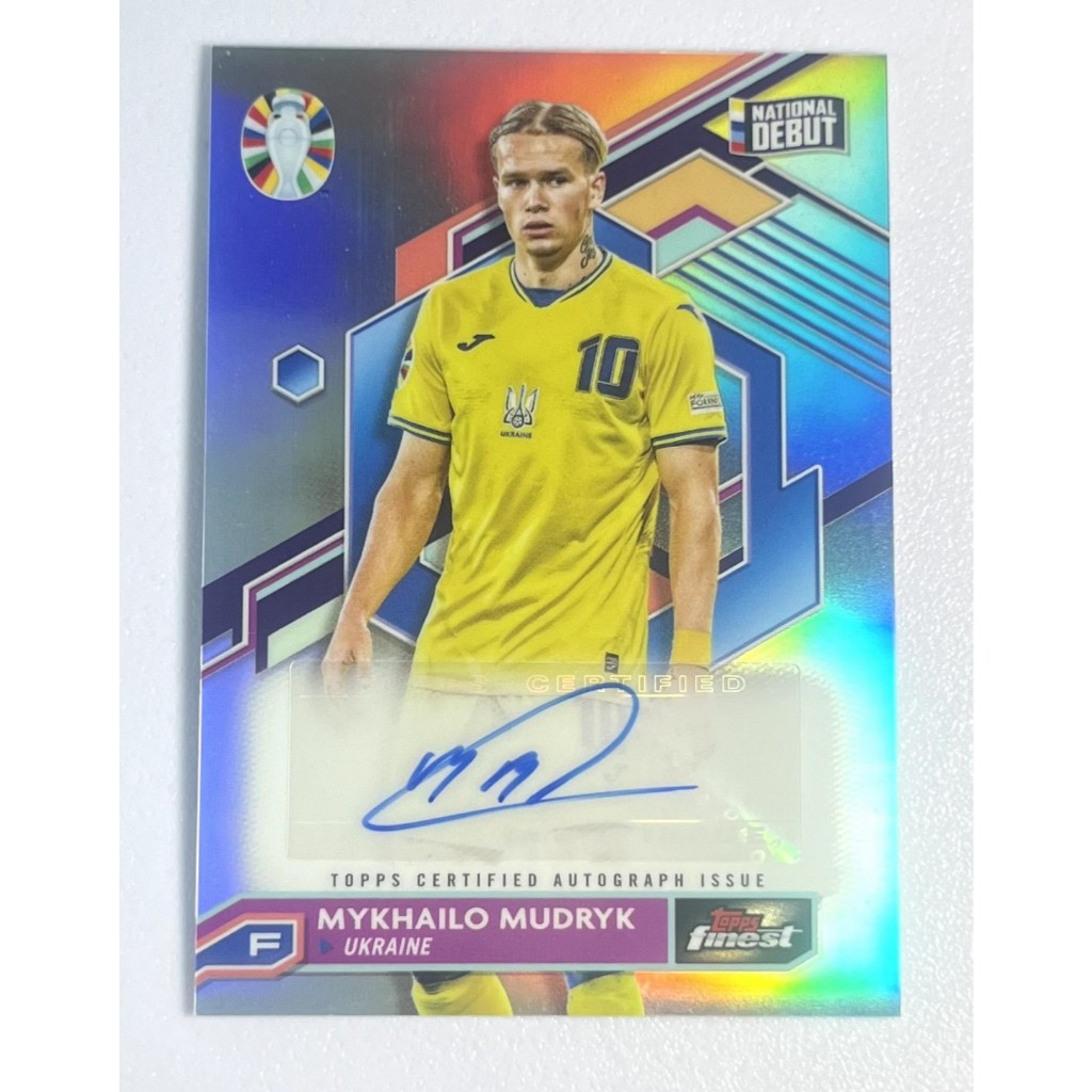 การ์ดฟุตบอลลายเซ็น 2023 Topps Finest National Debut Mykhailo Mudryk