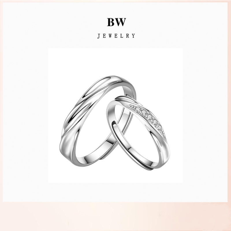 【WG Jewelry】  diamond ring couple rings แหวนคู่รัก สามารถปรับได้ J001ZA