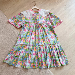 NITAAN 🧸 DRESS BARRY TALE โอเคค่า น้องแบรี่เดรสสส สักทีค่า ผ้าคอตตอน ผ้าเยอะมากก ปกลูกไม้ กระดุมหน้า กระโปรงจีบ