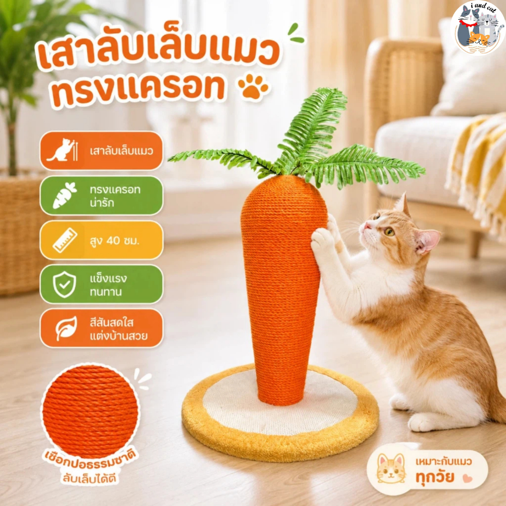 ที่ลับเล็บแครอท ลับเล็บแมว ของเล่นแมว หวายแมว โครงปีนแมว ฝนเล็บแมว อุปกรณ์แมว cat condo แมว ราคาถูก