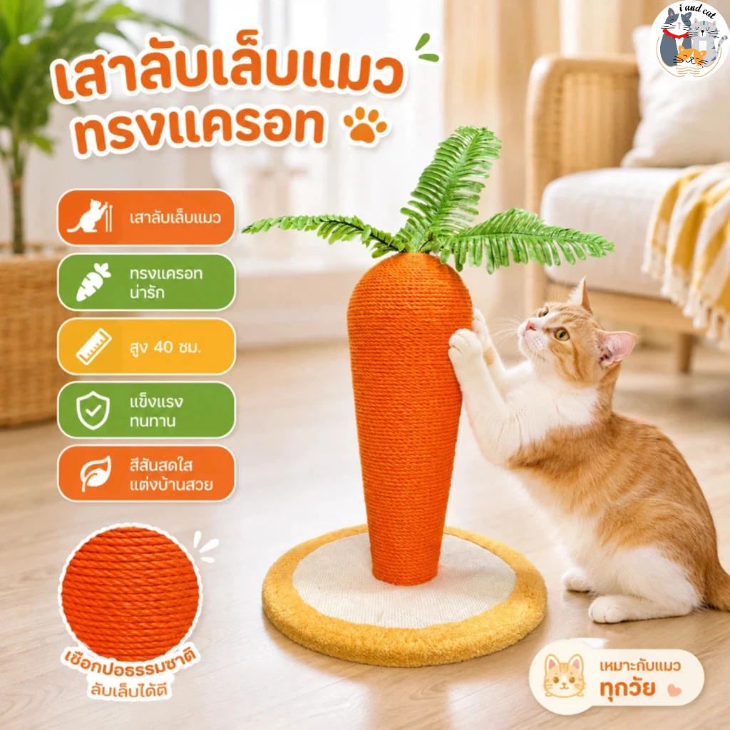 ที่ลับเล็บแครอท ลับเล็บแมว ของเล่นแมว หวายแมว โครงปีนแมว ฝนเล็บแมว อุปกรณ์แมว cat condo แมว ราคาถูก