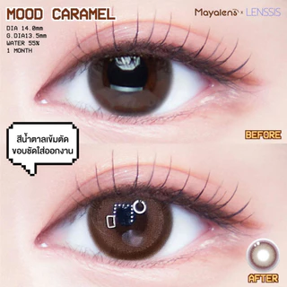 [ของแท้] คอนแทคเลนส์รายวัน Mayalens 1D Mood Caramel Brown มู้ดคาราเมล สีนำตาลชานม ตัดขอบสีคาราเมล