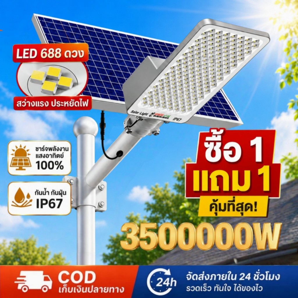 3500000W ไฟถนนพลังงานแสงอาทิตย์,ไฟ LED สปอตไลท์พลังงานแสงอาทิตย์ ซุปเปอร์สว่าง,เกรดกันน้ำ IP67, ไฟส่องสว่างอัตโนมัติ