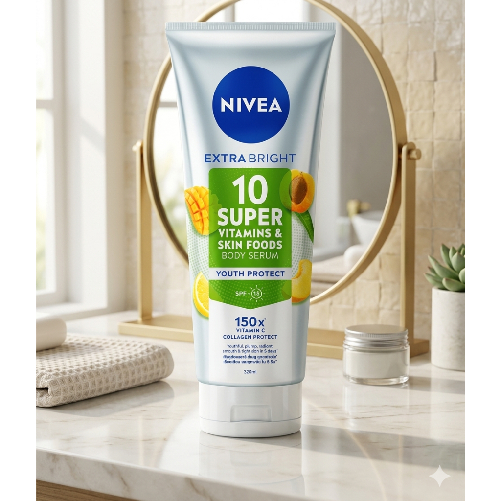 ⚡ส่งไว⚡ 06 27 DF LSA [ อ่านก่อน สินค้าประมูล ] นีเวีย เอ็กซ์ร้า ไบรท์ 10 ซูเปอร์ วิตามิน สกิน ฟู้ด 320ml
