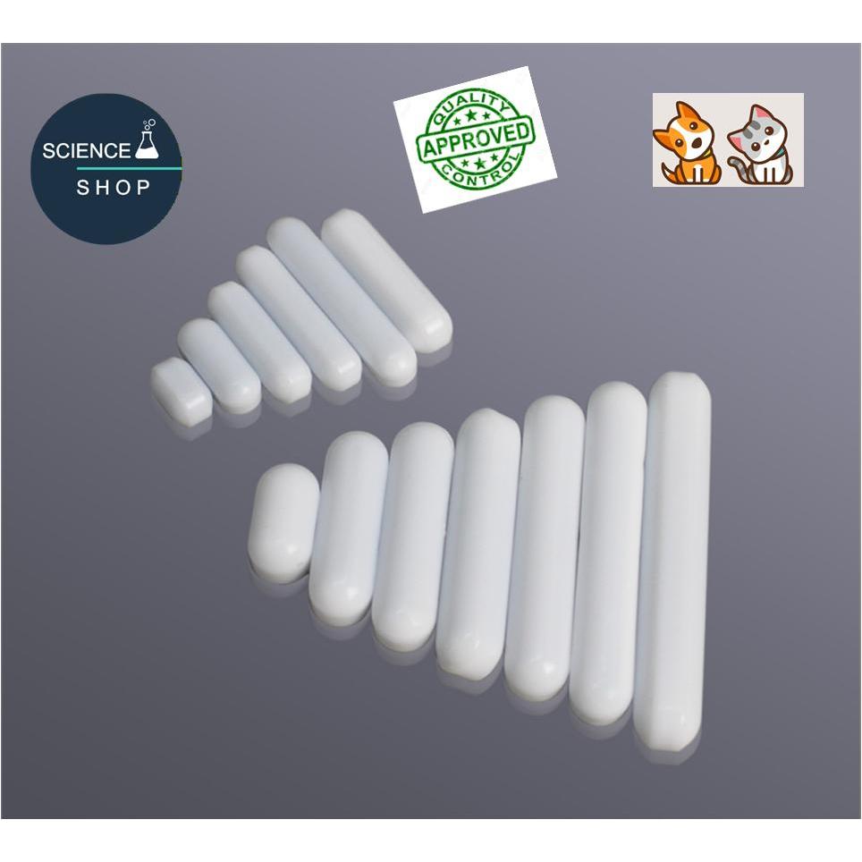 แท่งแม่เหล็กกวนสาร PTFE สีขาว 6x10, 6x 20, 6x30, 8x30 mm