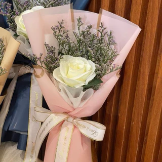 ช่อกุหลาบขาวประดิษฐ์พรีเมียม 1 ดอก [สไตล์มินิมอล] ช่อดอกไม้ปลอมเสมือนจริง ของขวัญวันเกิด วันครบรอบ รับปริญญา ปัจฉิม